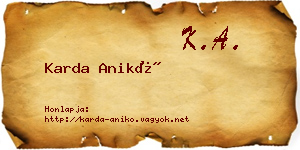 Karda Anikó névjegykártya